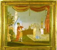 American antique silk embroidery depicting the story of Jeptha from Stephen Huber & Carol Huber