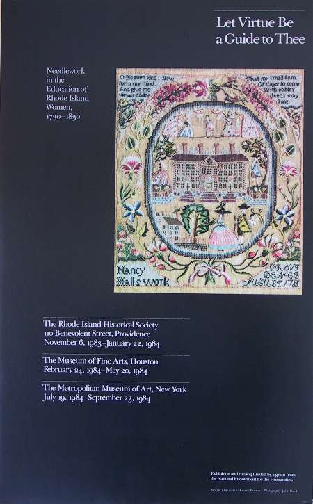 Poster RI Needlework exhibition Let Virtue Be a Guide to Thee