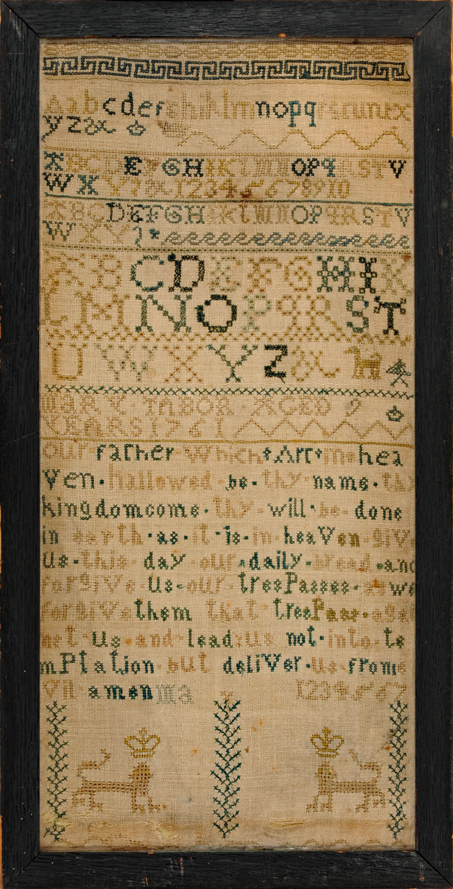 1761 Band Sampler by Mary Tabor - from huber