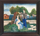 Folk Art shepherd & shepherdess courting scene from Huber