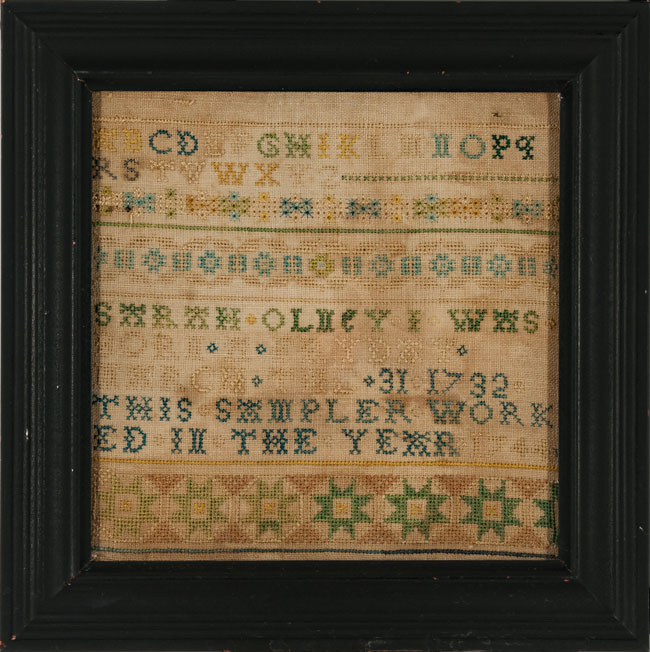 Needlework sampler Rhode Island - 1744  - Huber